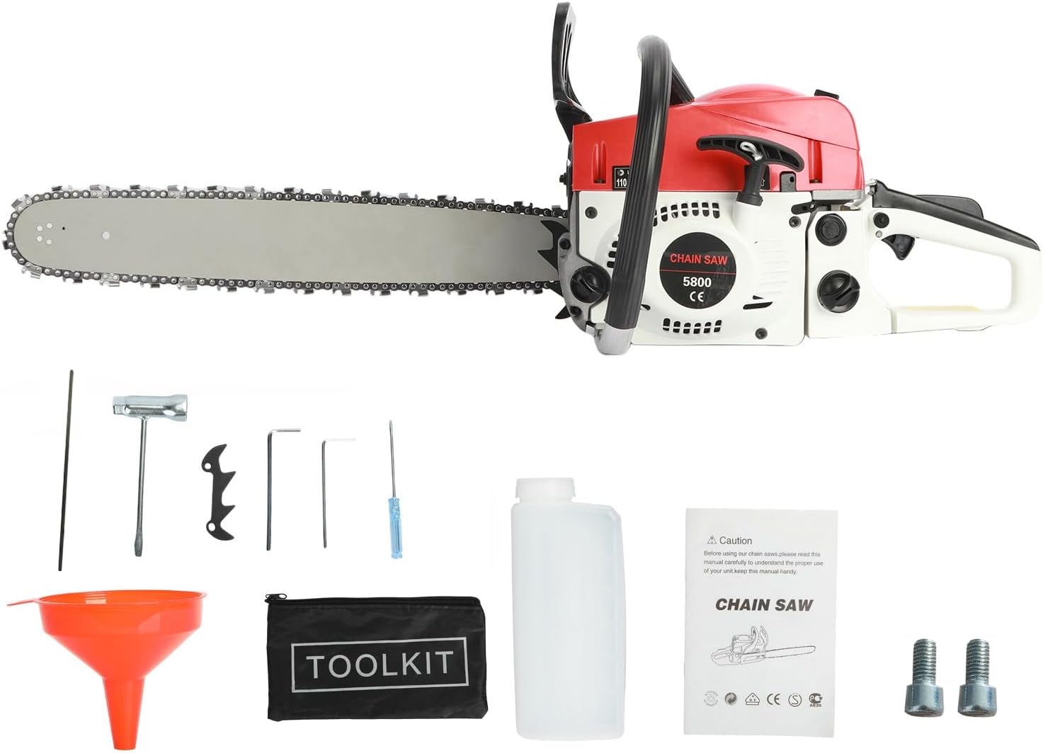 58CC Gas-Powered-Chainsaw, 20 Inch Gas Chain Saw, 2-Cycle-Gasoline Handheld Cordless Petrol Chain Saws for Trees Wood Cutting 20Inch