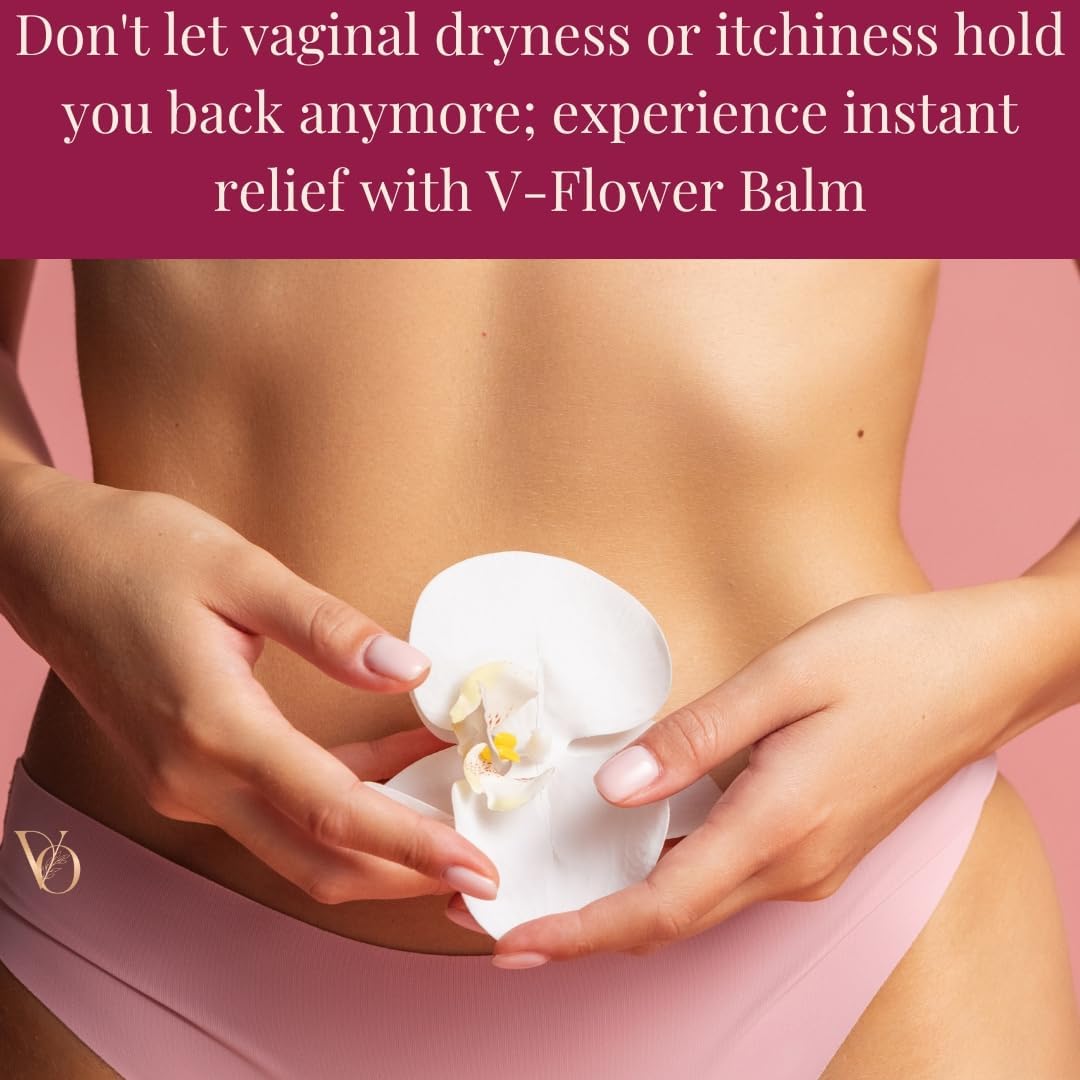 V-Ology V-Flower Balm – Bálsamo orgánico vulva, alivia la sequedad femenina, picazón, enrojecimiento, ardor, olor, rozaduras e irritación,
