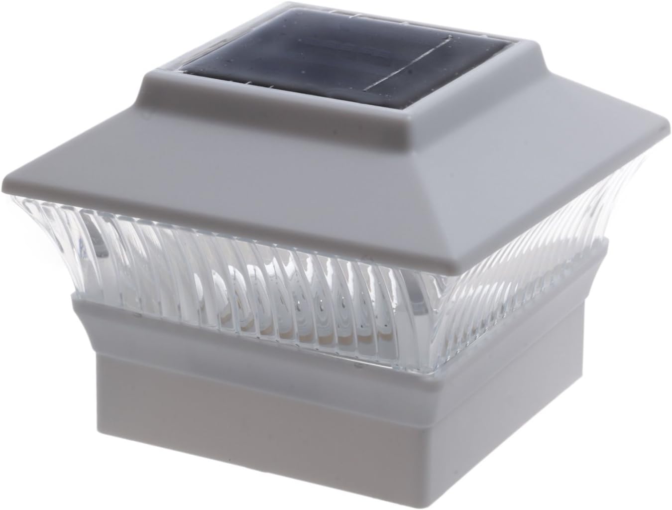 Paquete de 6 soportes cuadrados de color blanco solar para valla de poste de 4 x 4 pulgadas (solo se ajustan a postes de PVC de 4 x 4 pulgadas, no