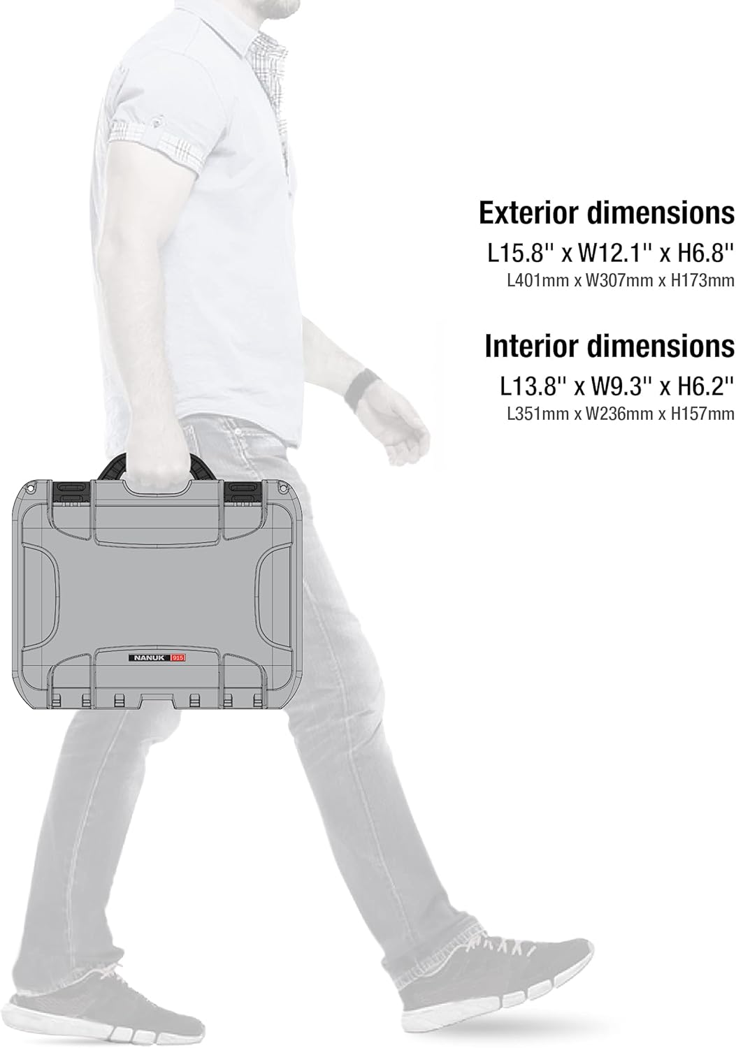 Nanuk Funda rígida impermeable 915 con inserto personalizado para DJI Mini 3, paquete Fly More y control remoto RC-N1 o RC, color plateado