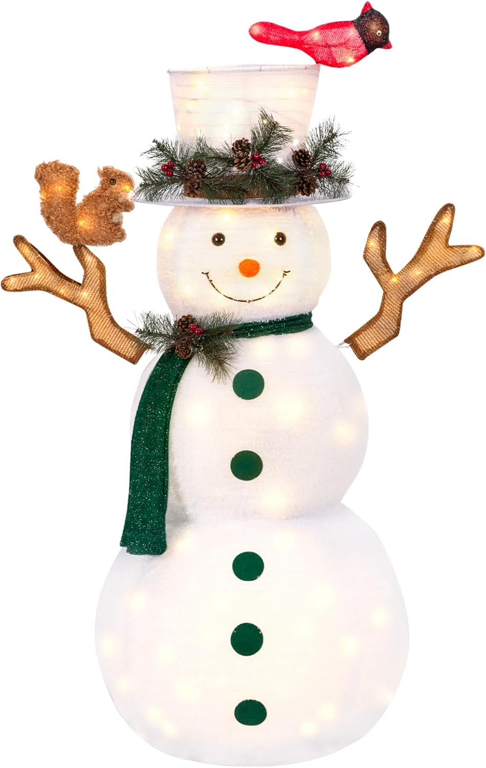 LOENIY Muñeco de nieve iluminado de 5 pies, decoración navideña emergente con 200 luces LED integradas, muñeco de nieve plegable con bufanda de