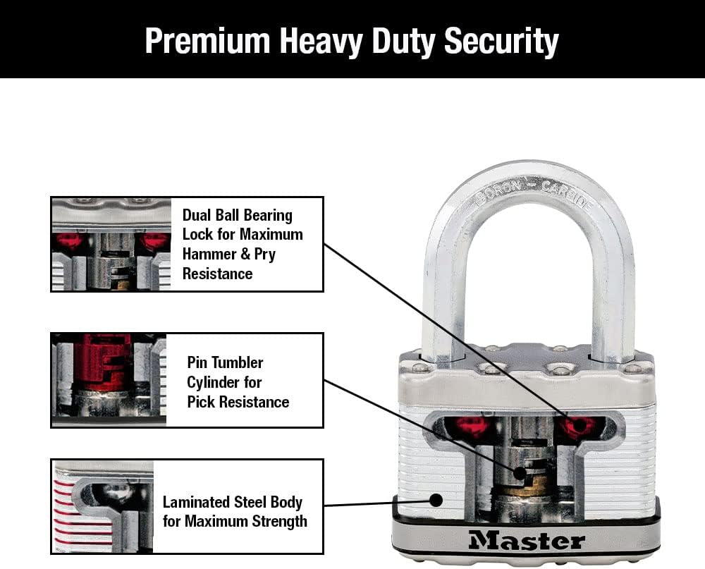 Master Lock M15XDLF Magnum – Candado resistente con llave, 1 paquete, laminado