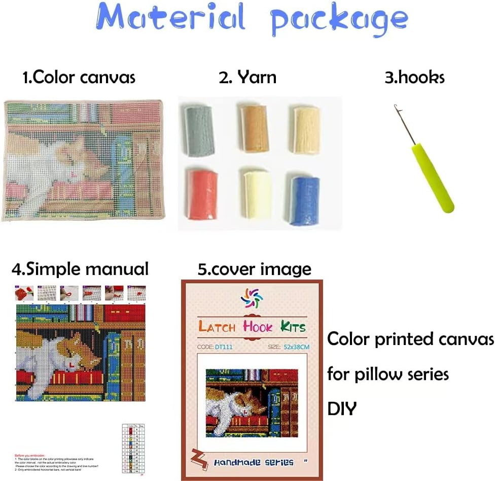 Kit de gancho de cerrojo de caracol rosa de tamaño pequeño para niños principiantes, kit de gancho de fácil cierre, kit de tapiz para bordar, kits