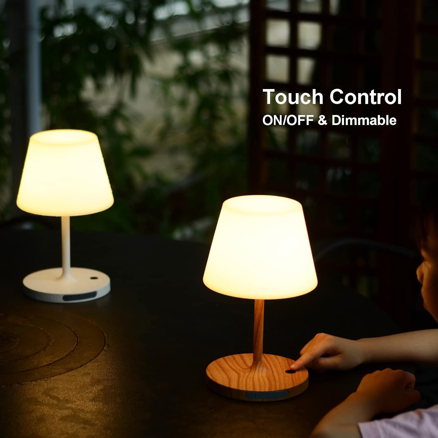 LOTITOL Lámpara de mesa para exteriores, recargable por USB, inalámbrica, 4000 mAh, LED de 2700 K, regulable al tacto, funciona con pilas