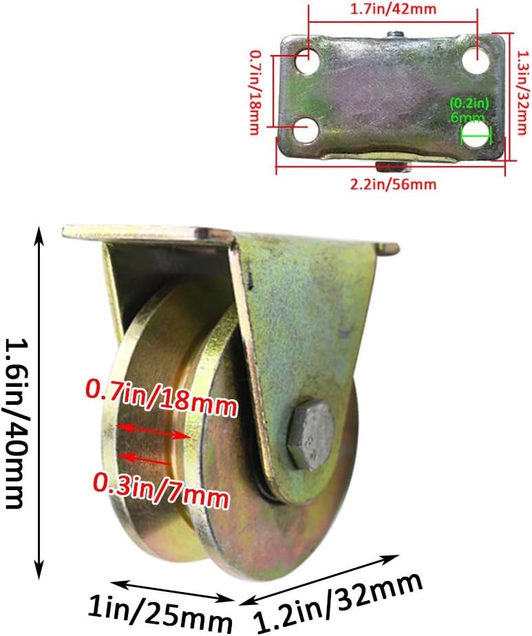 4 ruedas giratorias, rueda de ranura en V, ruedas rígidas resistentes, con doble rodamiento, capacidad de carga de 1,322.8lbs, para carro de