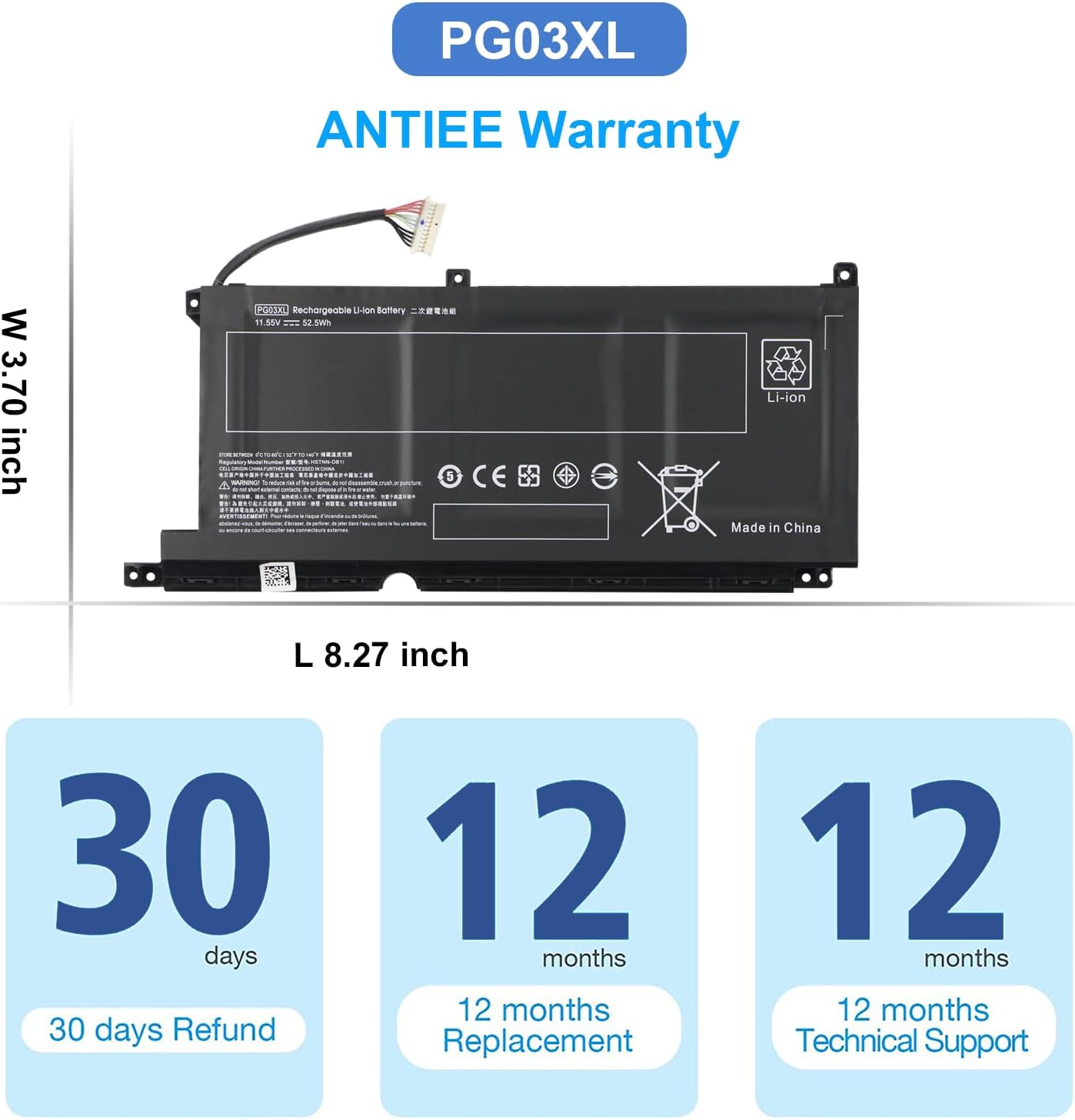 ANTIEE PG03XL – Batería para portátil HP Pavilion Gaming 15-dk0xxx 15-dk1xxx 15-dk2xxx 15-ec0xxx 15-ec1xxx 15-ec2xxx 15-dk0015la 16-a0xxx