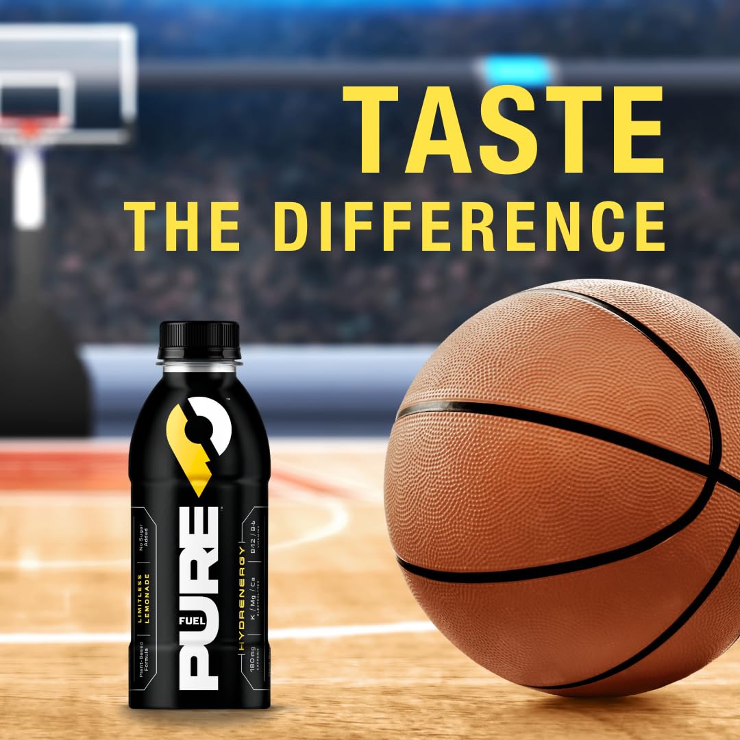 Pure Fuel Hydrenergy Limitless Lemonade – Sabor a limonada a base de plantas, electrolitos, vitaminas B, sin azúcar añadido, bebidas de rendimiento