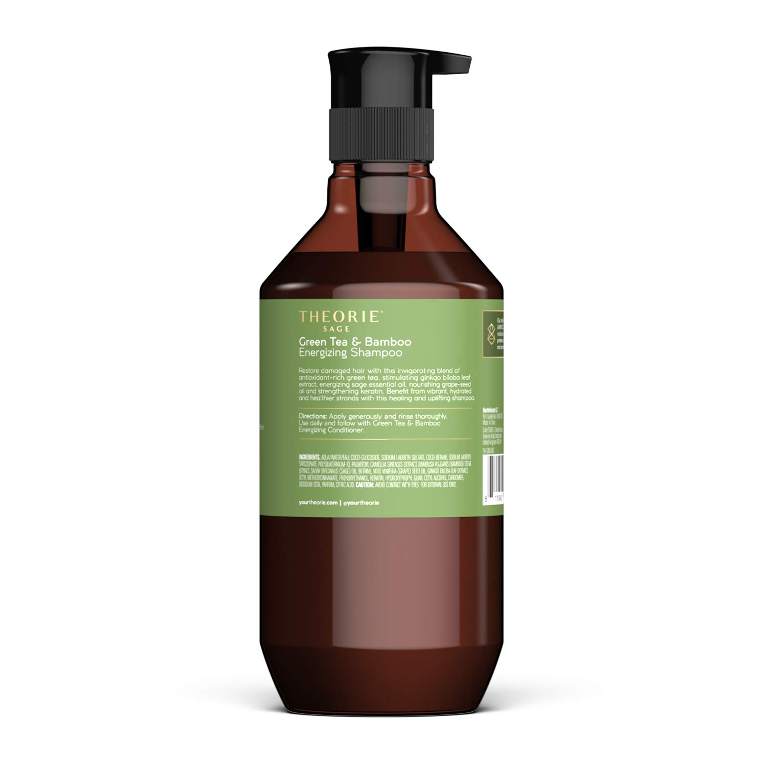 Theorie Té verde y bambú – vigoriza y fortalece, aroma irresistible de té verde, jazmín, ámbar y ciprés – para cabello dañado y opaco – Seguro para