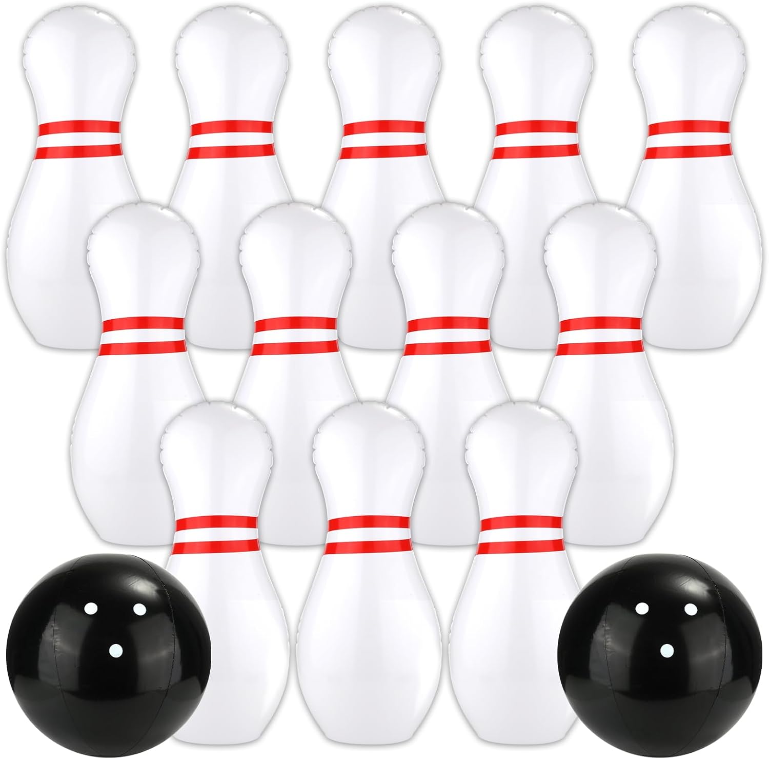 Juego de bolos para niños, gigante inflable para exteriores, 12 pines de bolos y 2 bolas portátiles para interiores o exteriores, juego de bolos