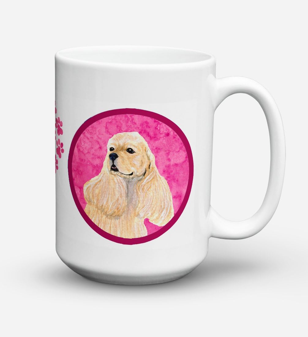 Caroline Treasures Cocker Spaniel Taza de café de cerámica, apta para lavavajillas, apta para microondas, 15 onzas SS4798, Casual, Multicolor