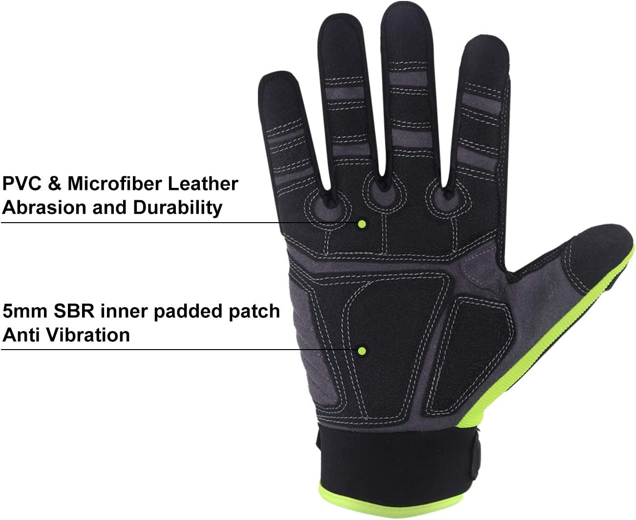 HLDD HANDLANDY Guantes de trabajo resistentes, acolchado SBR, guantes de impacto protectores TPR, guantes mecánicos antivibratorios