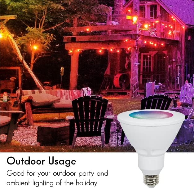 mw Lighting PAR30 – Bombilla inteligente funciona con Wi-Fi RGBW que cambia de color, bombillas LED compatibles con Alexa y Google Home Assistant,