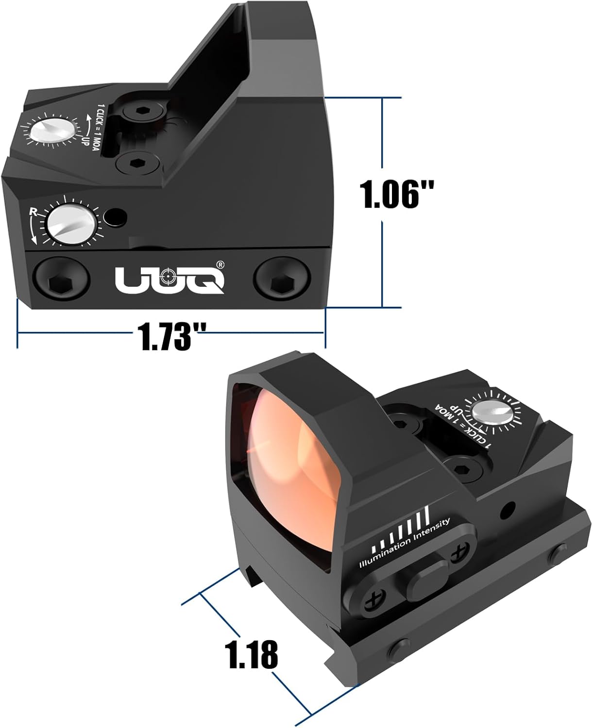 UUQ Mini Reflex RedGreen Dot Sight for Rifles, Pistols and Shotguns 2MOA,7 Brightness AdjustmentsSuitable for RMR or 20mm Picatinny Rail
