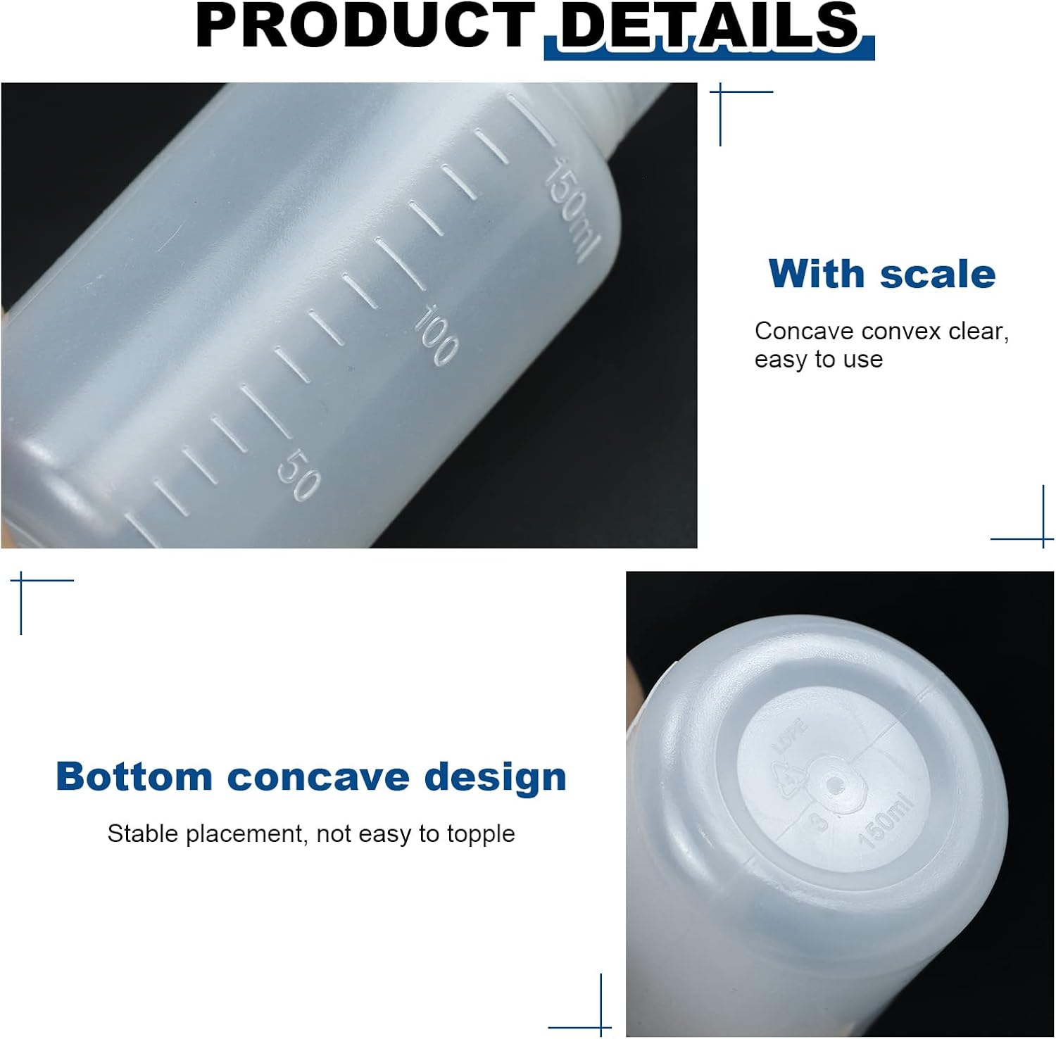 Heylcm 2 botellas de lavado de plástico de 5.1 fl oz con tapa, botella de lavado de tatuaje de boca estrecha de 5 onzas, botella de seguridad para