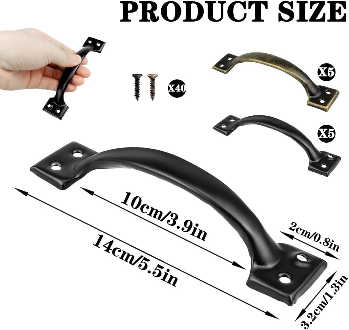 Juego de 10 manijas de puerta estilo granero, manijas de puerta vintage, manijas de metal negro y bronce de 6 pulgadas para armarios de cocina,