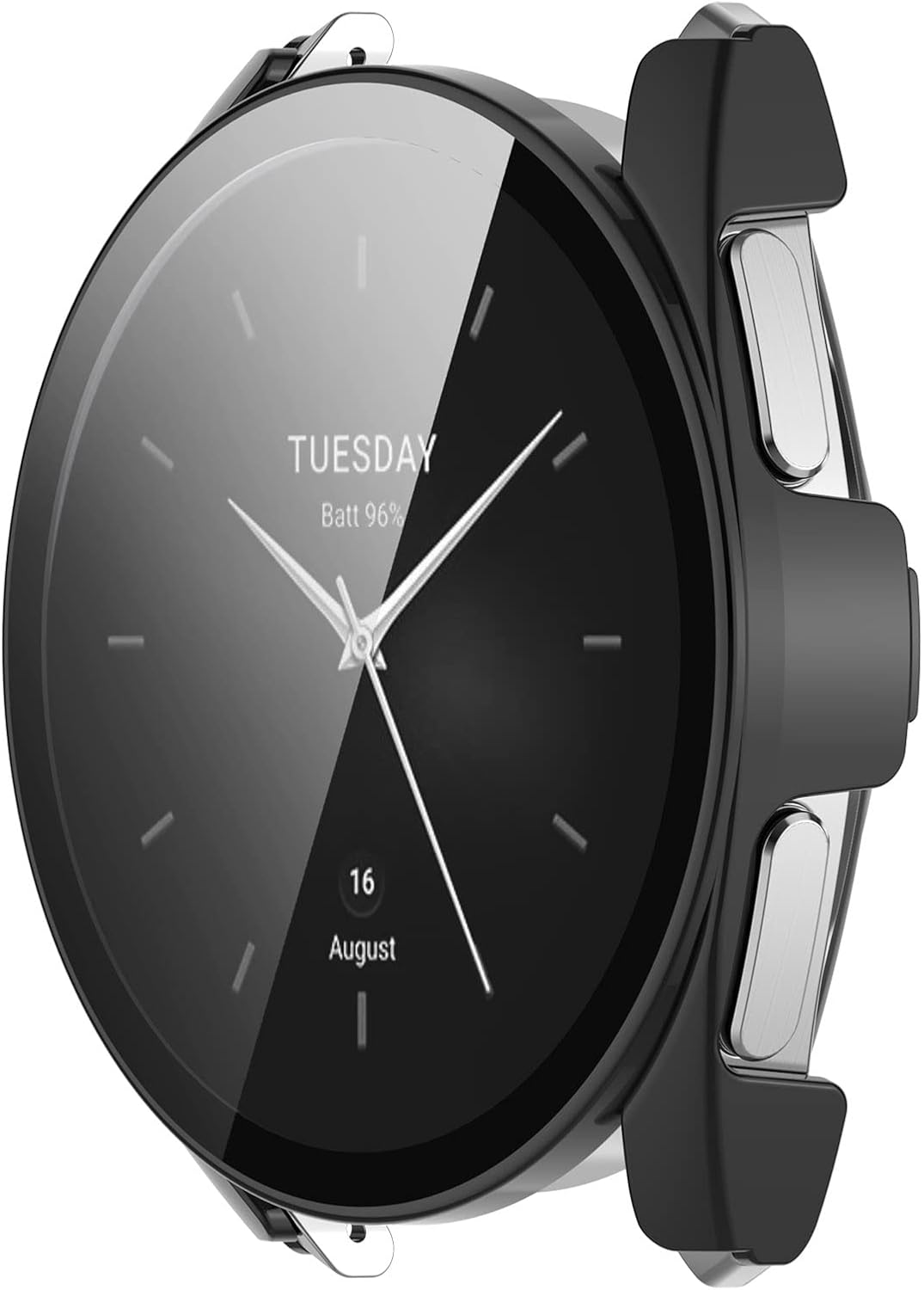 PC+Funda protectora de pantalla de vidrio templado compatible con Xiaomi Watch S2 1.654 in1.811 in, protector de pantalla para Xiaomi Watch S2 1.654