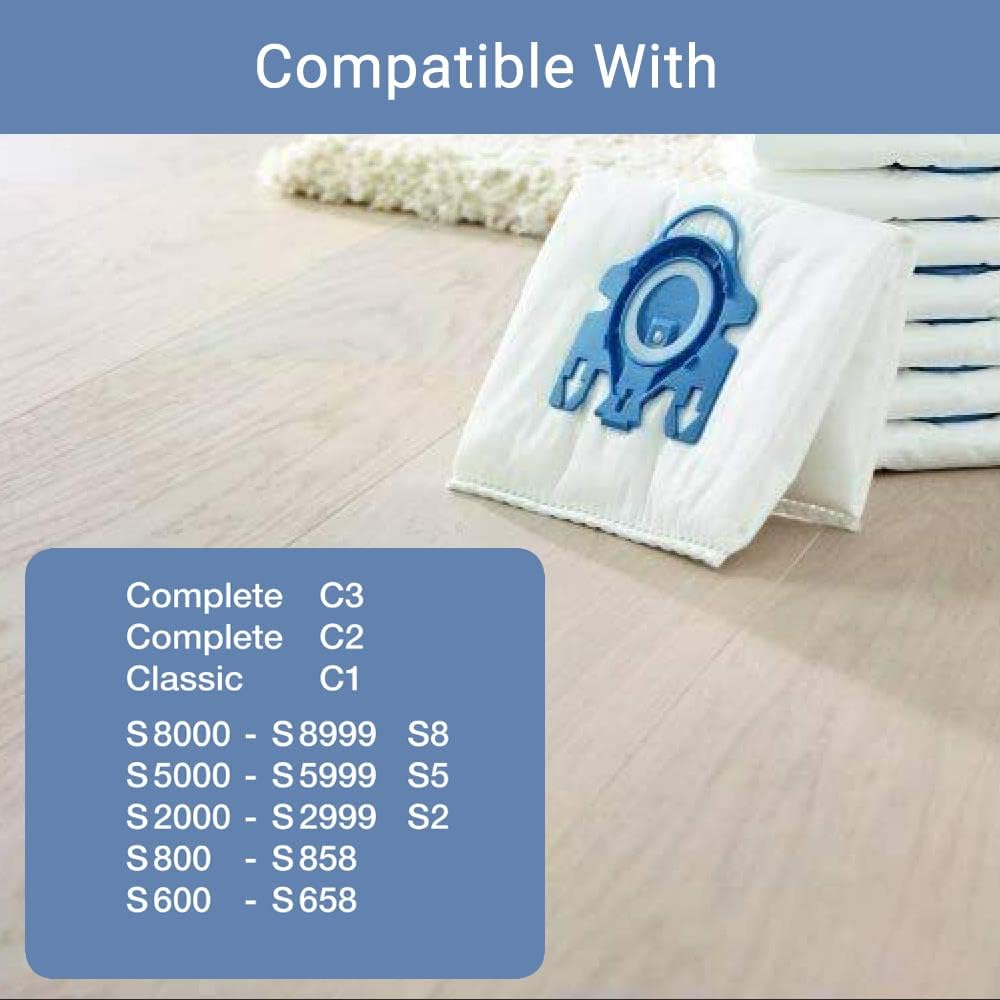 Paquete de 9 bolsas Airclean GN 3D para aspiradora compatibles con Miele Classic C1, Complete C1, Complete C2, Complete C3, S227S240, S270, S400,