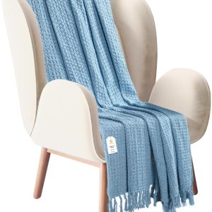 Manta 100% algodón de punto gofre, calidad de 405 GSM, ligera, lavada, suave, transpirable, para adultos y niños, capa de manta perfecta para sofá, Manta 100% algodón de punto gofre, calidad de 405 GSM, ligera, lavada, suave, transpirable, para adultos y niños, capa de manta perfecta para sofá,