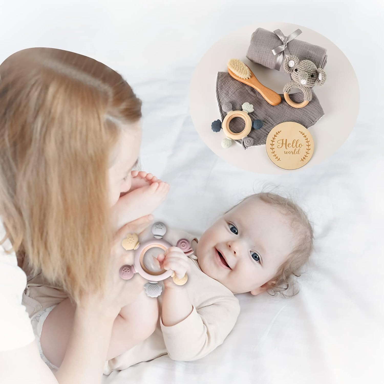 Cestas de regalo para bebé recién nacido, juego de regalos para baby shower, juego de baño para recién nacido con manta de muselina, toalla de baba,