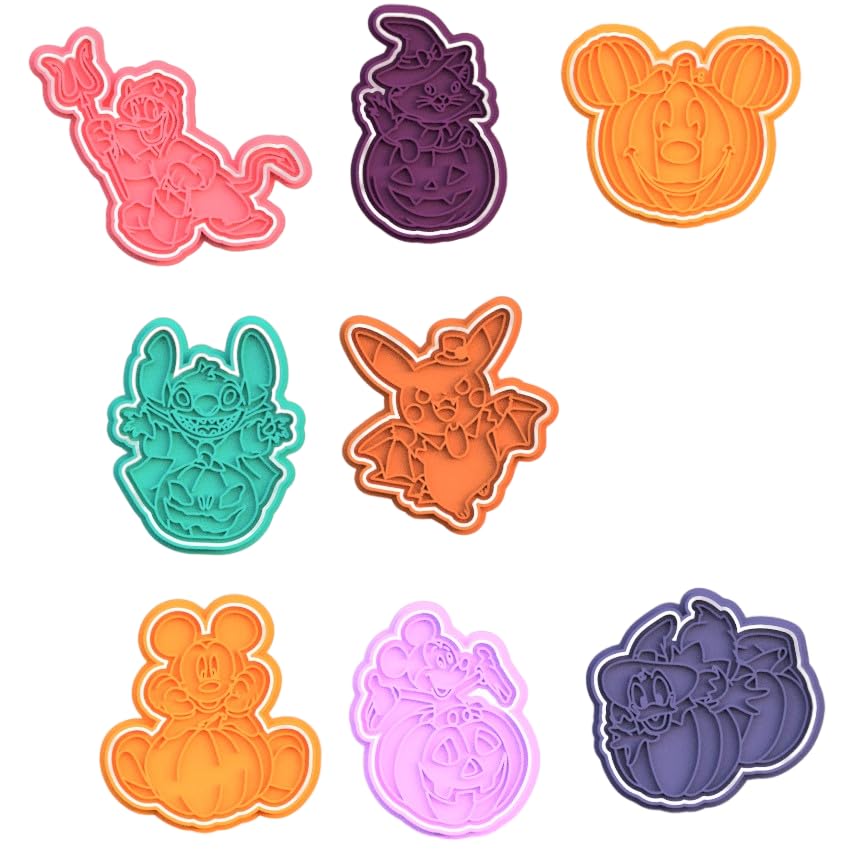 Micky Pikachuu Donald Stitch Halloween Cookie Cutter & Stamp