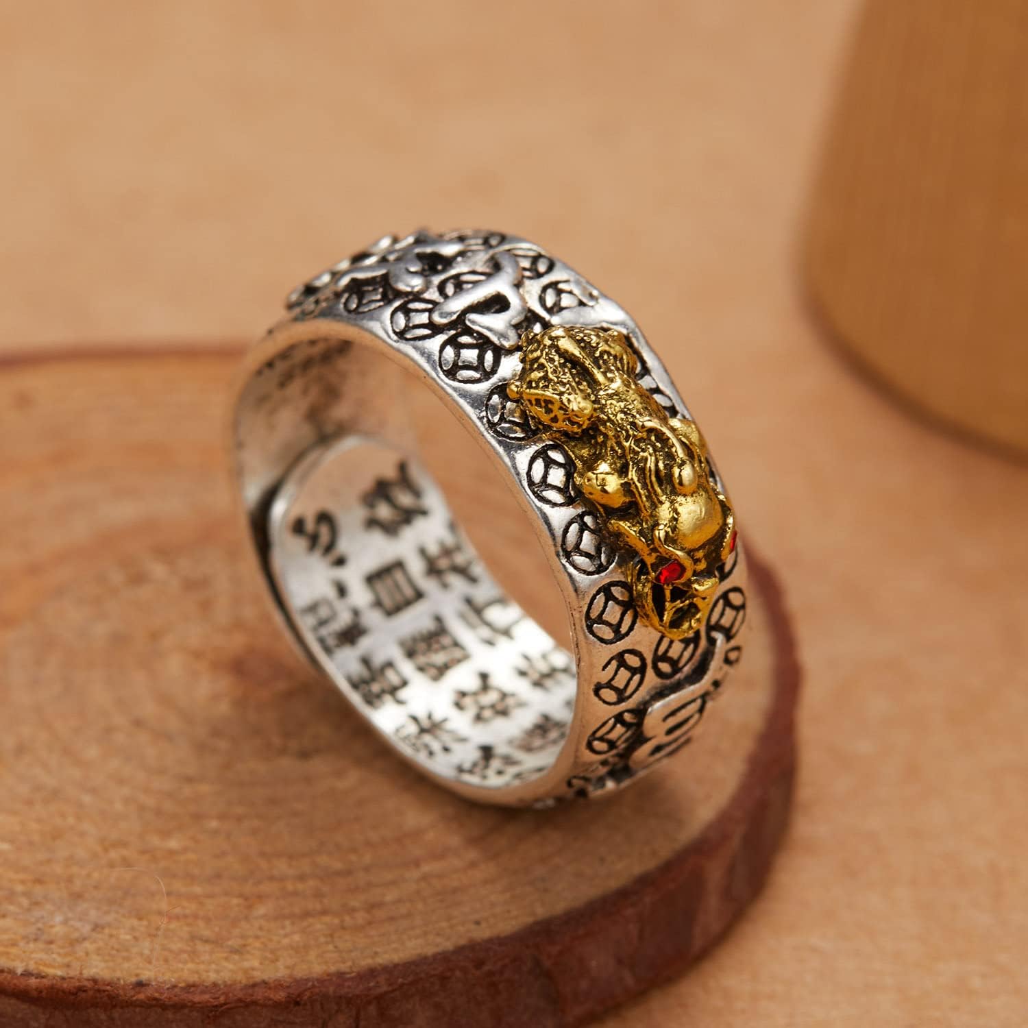 Anillo Feng Shui Pixiu Mantra para – Anillo Ajustable Pixiu Mantra De La Suerte