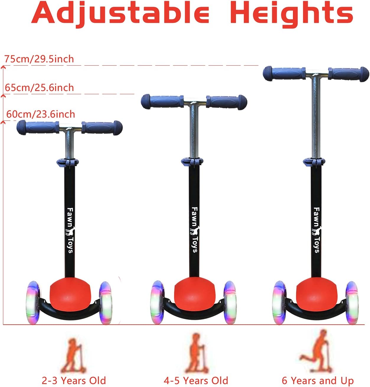 Fawn Toys Ruedas intermitentes para patinete junior de 3 ruedasinclinadas para girarinteriorinteriorexterior 36 meses +