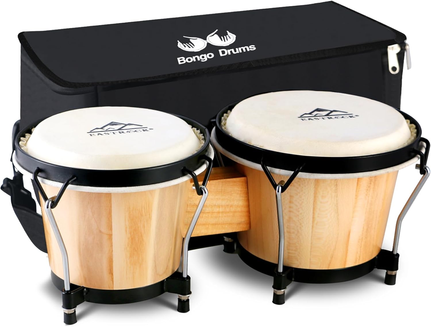EastRock Bongo – Juego de tambor de 6 y 7 pulgadas para adultos, niños, principiantes, profesionales, instrumentos de percusión de madera y metal