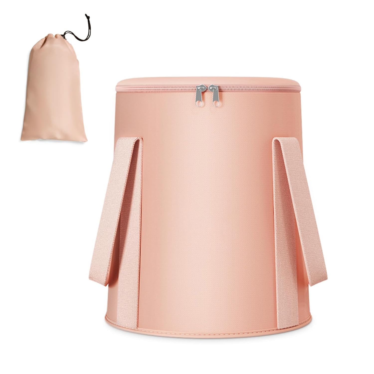 Cuenca plegable de 20 L, multifuncional, portátil, con asas, para viajes, al aire libre, campamento, portátil, para remojar los pies (rosa)