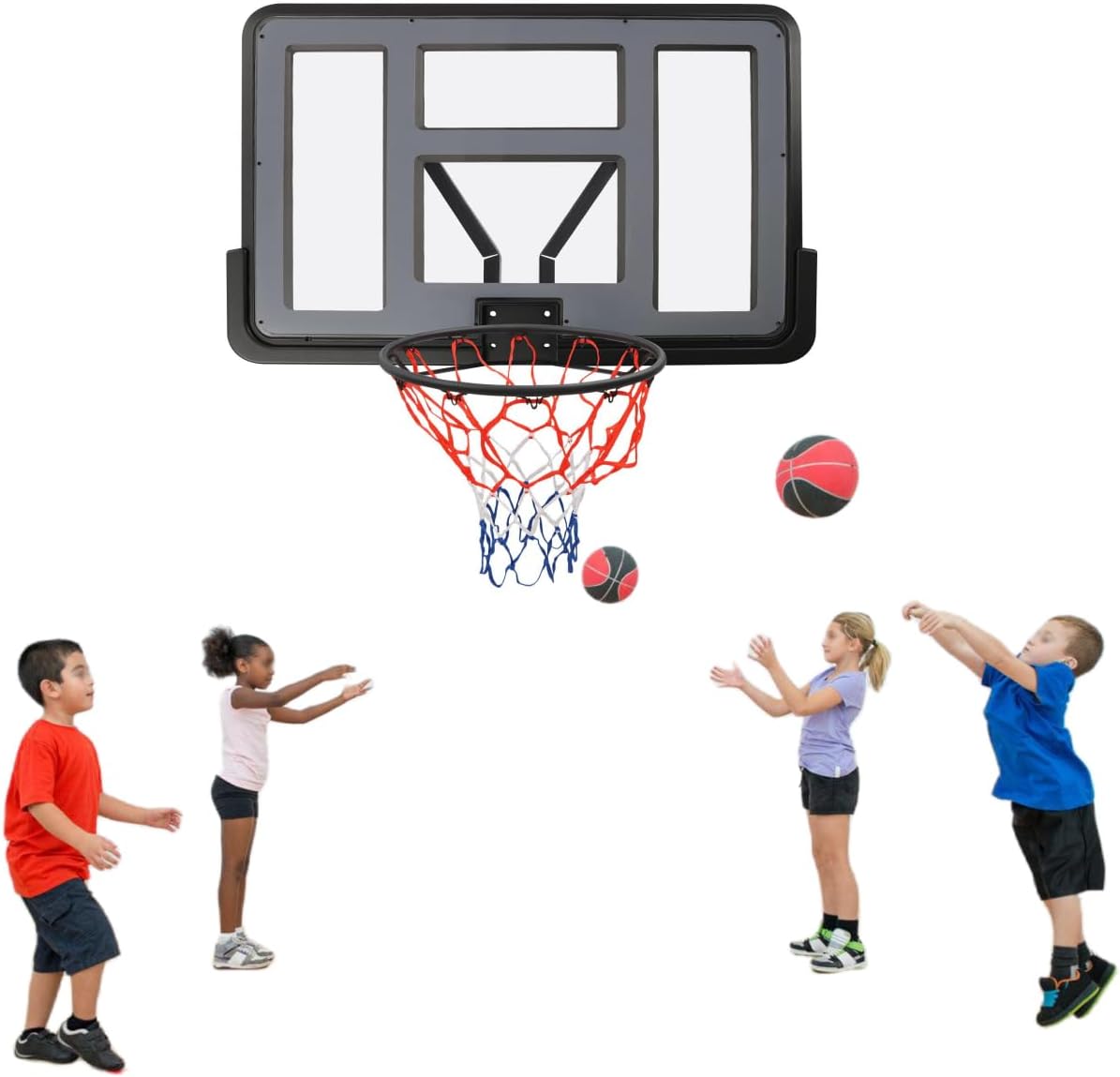 Equipo de baloncesto, borde de baloncesto de 18 pulgadas con red, combo de tablero de baloncesto y llanta, aro de baloncesto universal para