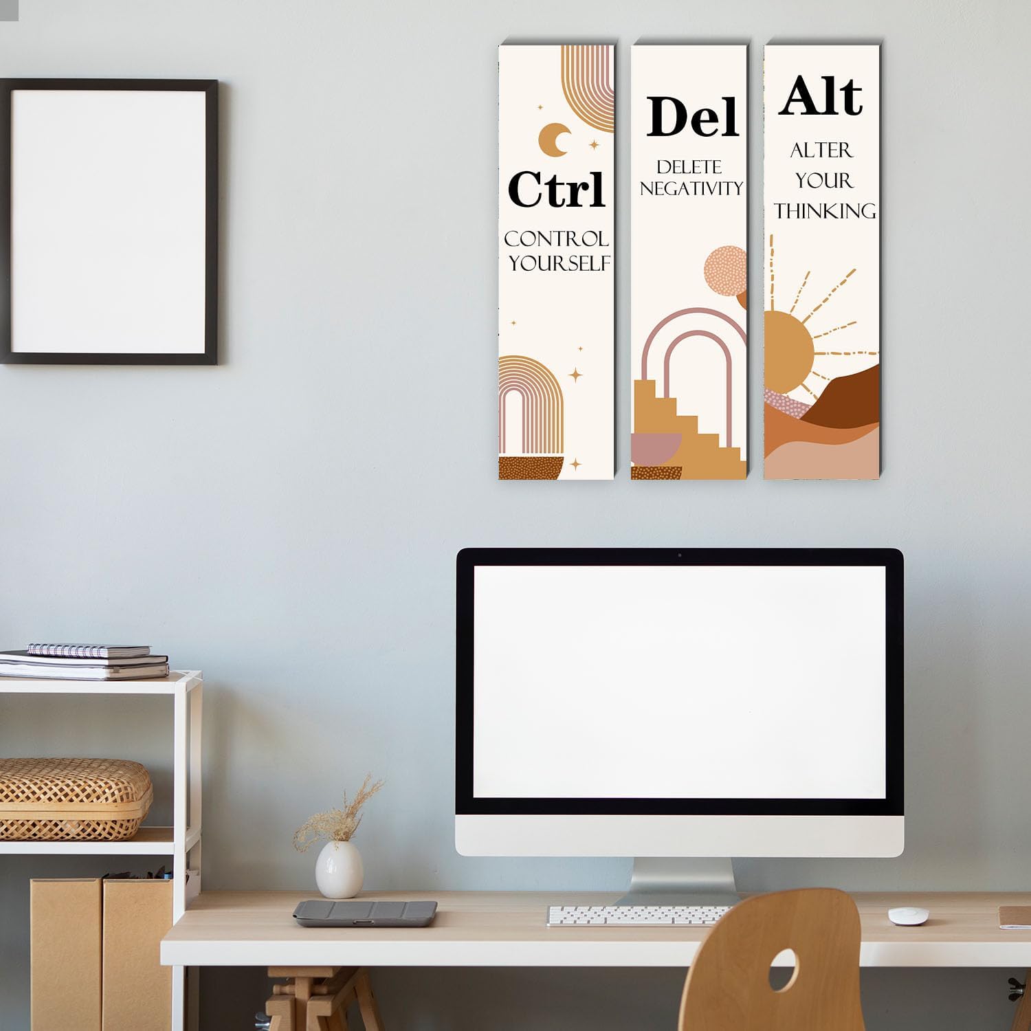 3 piezas de accesorios inspiradores de oficina para mujer, diseño simple y moderno, decoración colgante de madera, letreros divertidos con citas de