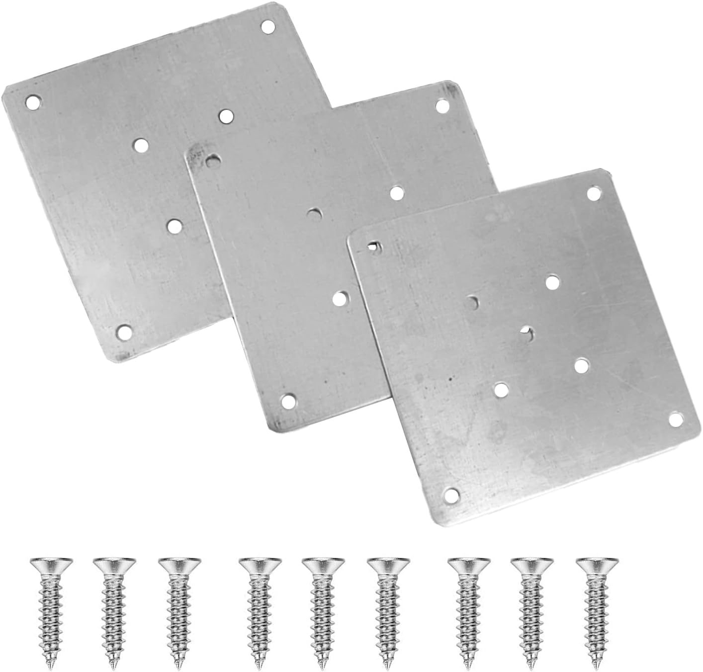Juego de 4 placas de montaje de patas de muebles interiores de 3.1 x 3.1 pulgadas, soporte de esquina de fijación de placa en T para muebles,