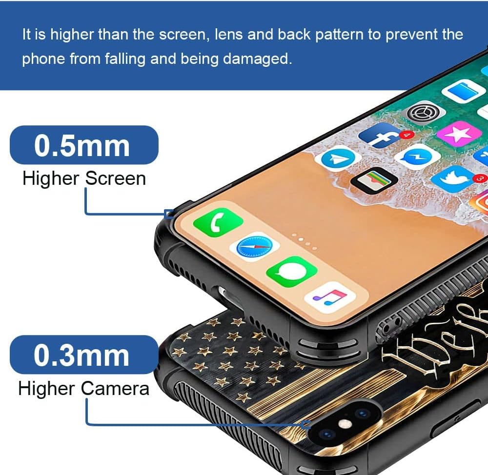 DAIZAG Funda compatible con iPhone Xs, con la bandera de Estados Unidos We The People de grano de madera de grano de madera para iPhone X, fundas