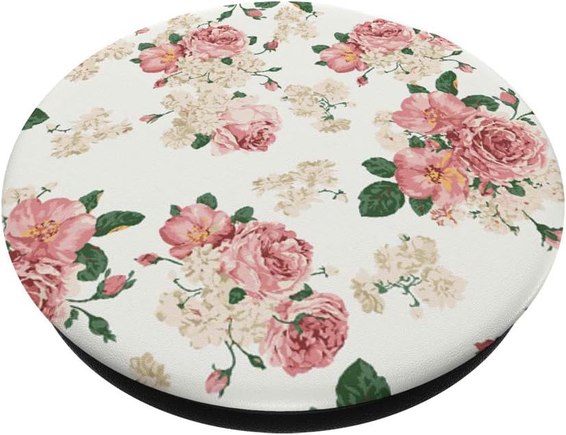 Bonitos diseños de rosas florales y flores para niñas  PopSockets agarre y soporte para teléfonos y tabletas, Negro