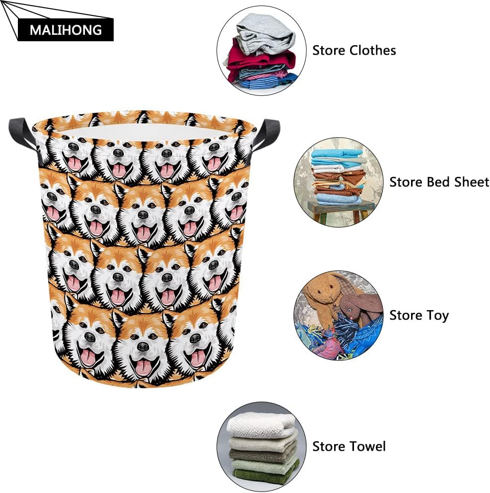 MALIHONG Cesta de lavandería con inicial floral personalizada, monograma con nombre personalizado de flores y pájaros, cesta de ropa plegable de