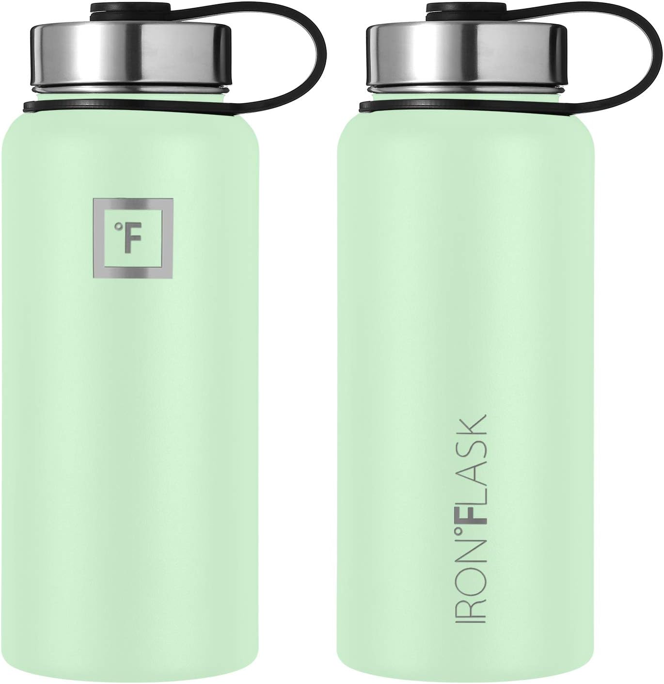 IRON FLASK – Botella deportiva para agua de 32 oz, 3 tapas (tapa de boquilla), a prueba de fugas, acero inoxidable aislado al vacío, doble pared,