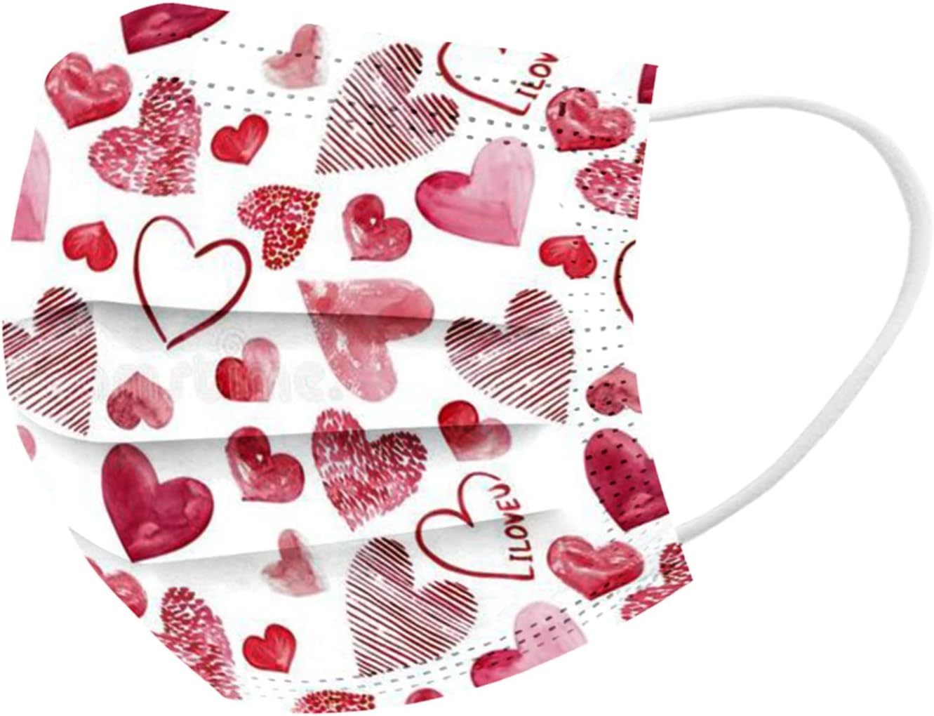 Paquete de 50 mascarillas desechables de San Valentín para adultos, con estampado de corazón, desechables, para adultos, vacaciones, parejas,