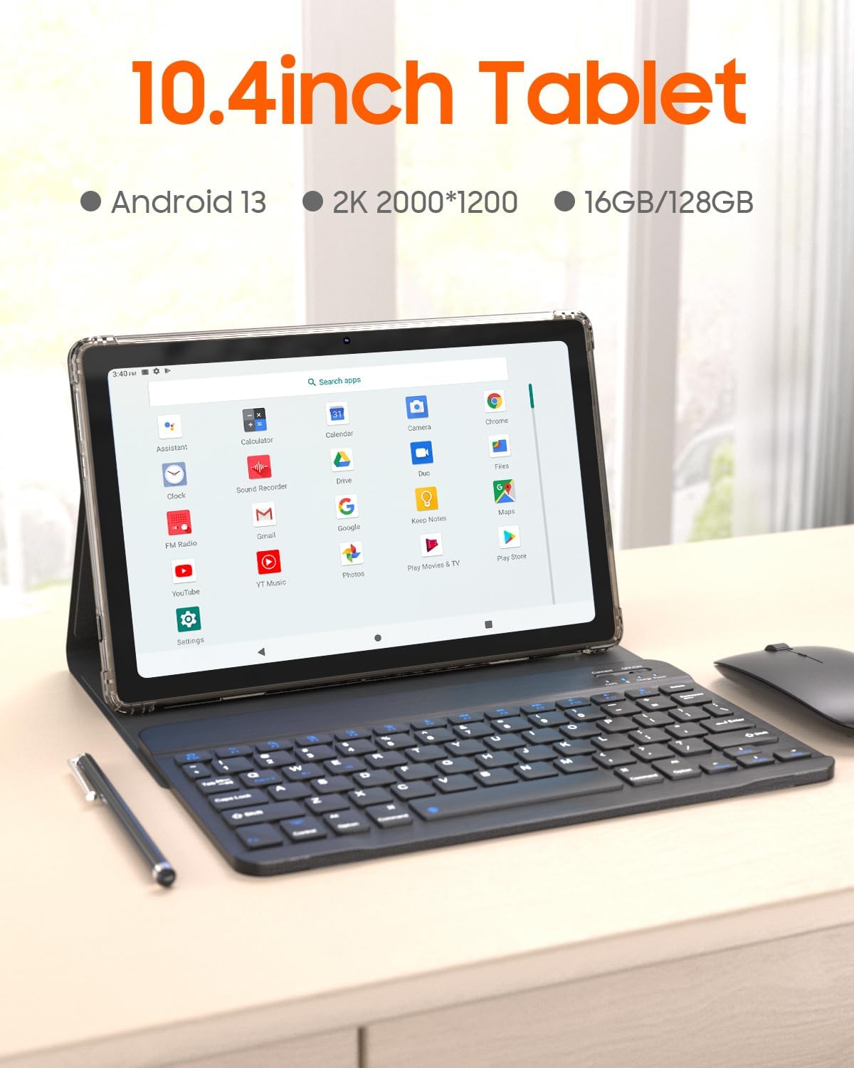 10.4 pulgadas Tablet Android 13 Tablet con funda de teclado Mouse Stylus 2 en 1 Tablets Set 16GB+128GB 1TB Tableta PC expandible 10.4 “2K HD