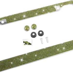 YALOK Marco de matrícula de automóvil con diamantes de imitación brillantes, de acero inoxidable, universal para la mayoría de automóviles, SUV, YALOK Marco de matrícula de automóvil con diamantes de imitación brillantes, de acero inoxidable, universal para la mayoría de automóviles, SUV,