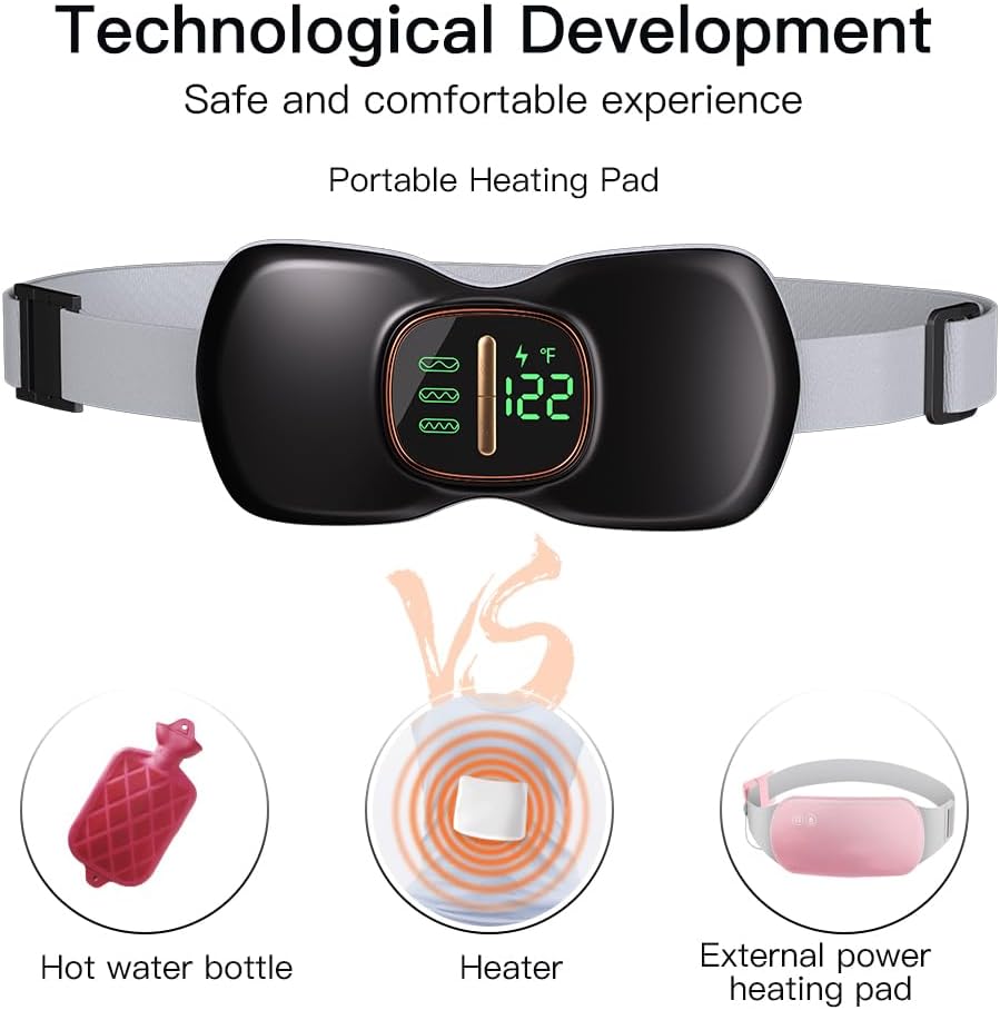 Almohadilla térmica portátil inalámbrica, almohadillas de calentamiento rápido para calambres en el vientre con 3 niveles de calor y 3 modos de