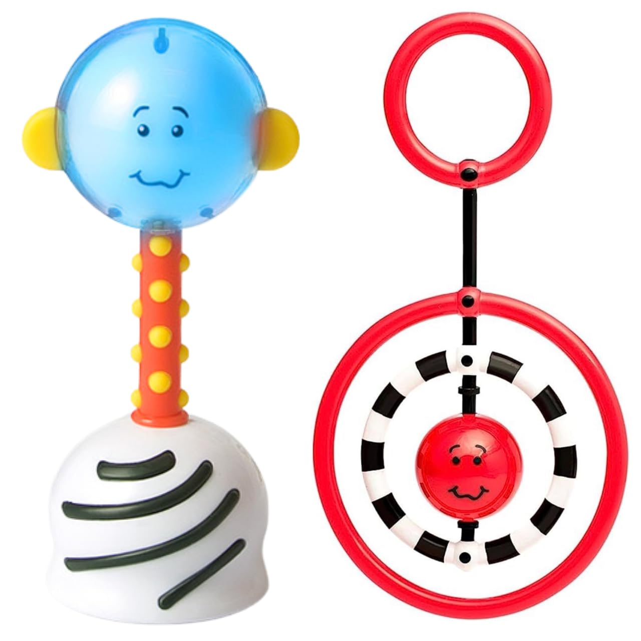 SmartNoggin Juego de hitos de desarrollo del bebé sonajero iluminado y anillos NogginStik para alcanzar y agarrar anillos