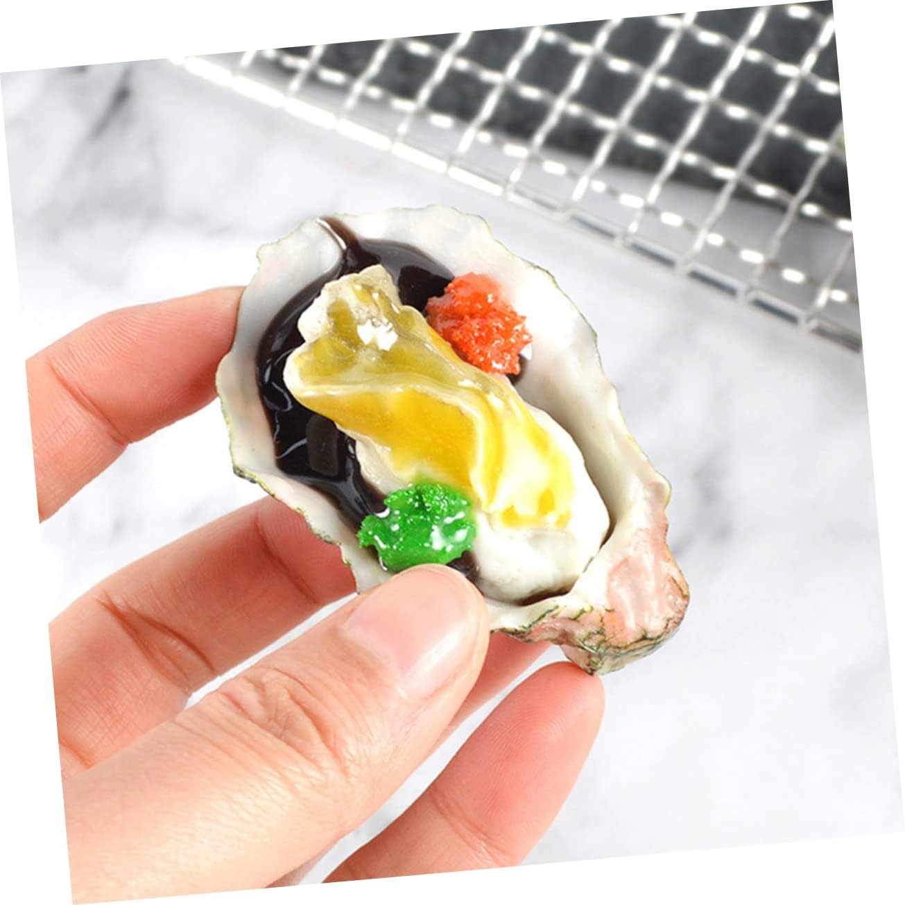 Kisangel 12 piezas simuladas de ostras simuladas Alimentos mariscos modelo de mariscos artificiales de cangrejos de río modelo de vieira realista