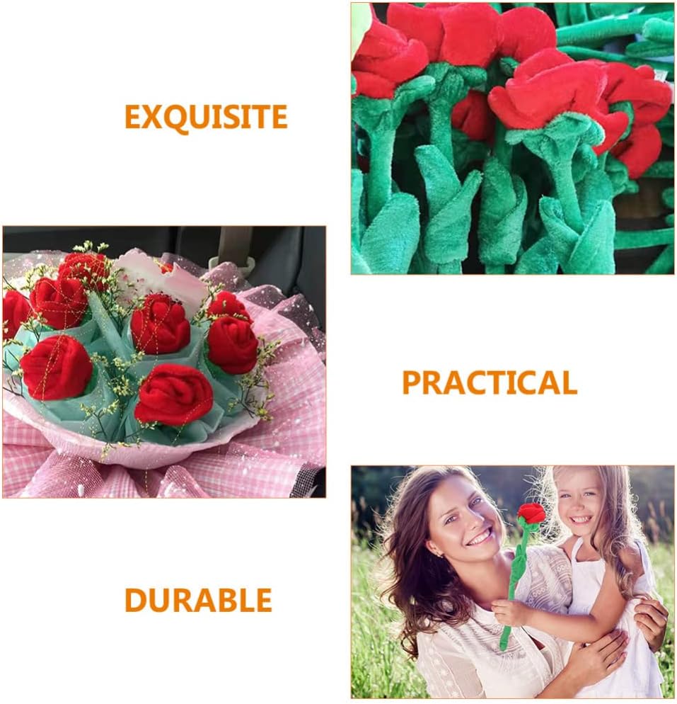 Zerodeko 2 rosas de peluche con tallos flexibles, ramo de felpa decorativa, hebilla de cortina para decoración del hogar, día de San Valentín,