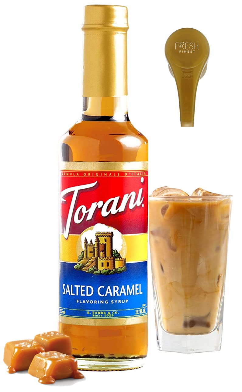 Jarabe de caramelo salado para café, jarabes de 25.4 onzas para bebidas de café con bomba de botella Fresh Finest