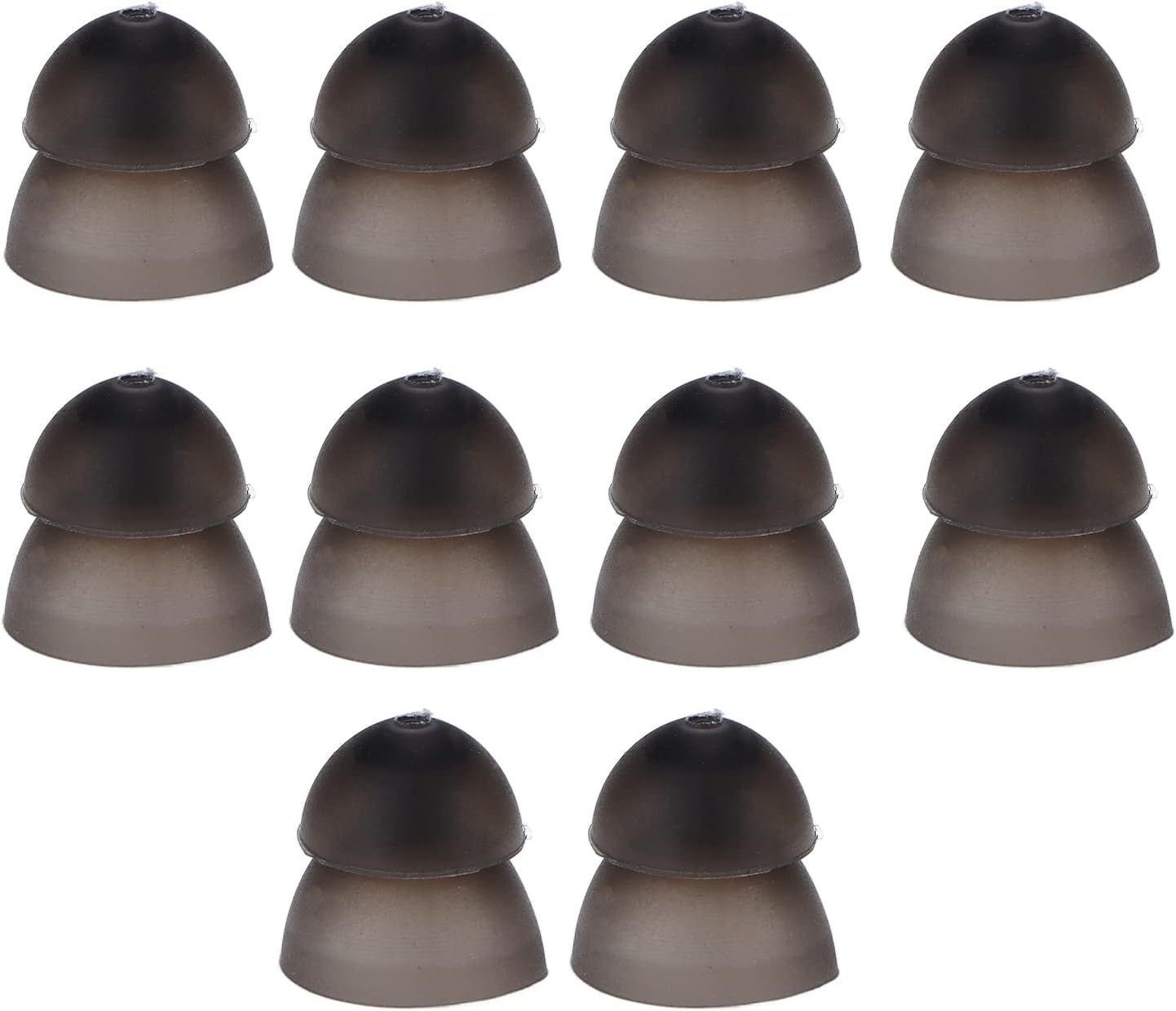 10 cúpulas, cúpulas de silicona suave, 0.315 pulgadas de doble capa tipo cerrado, lavables, antiestáticas, para accesorios de sonido auditivo (negro)