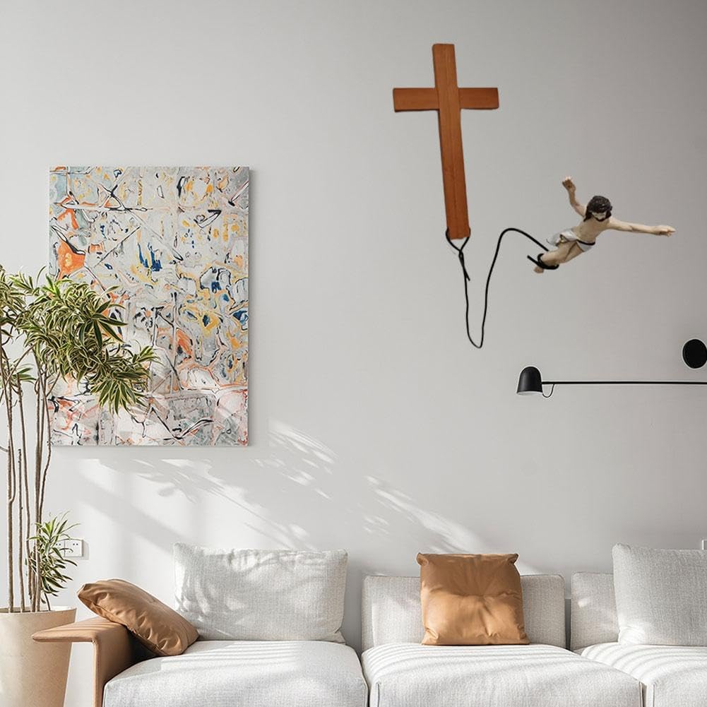 ZOHIKO Decoración religiosa de Jesús para colgar en la pared, decoración de cruz de Jesús Salvador, Escultura creativa de arte de cruz, adorno