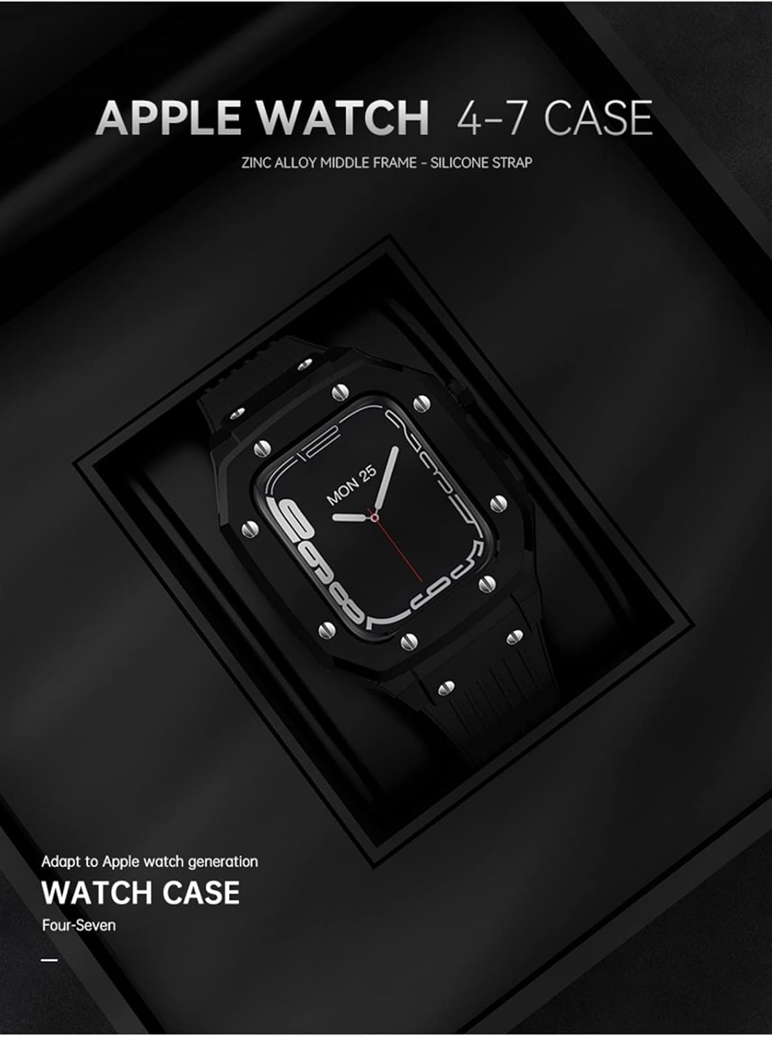 Modificación Mod Kit para Apple Watch Band Case 1.732 in 1.772 in 1.654 in Correa de silicona Marco de metal Accesorios para IWatch Series 8 7 6 5 4