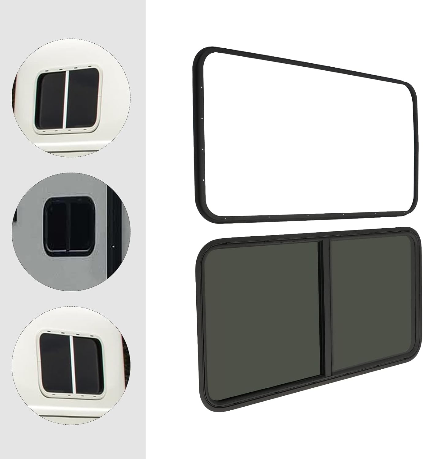 Ventana de caravana, 24 pulgadas de ancho x 20 pulgadas de alto, deslizador horizontal de lágrima, ventana universal para RV con pantalla compatible