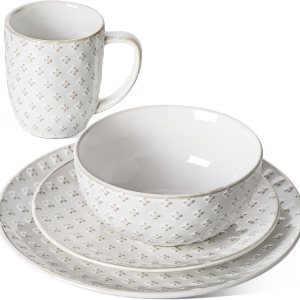 LE TAUCI Juego de vajilla de 4 piezas, platos y cuencos de cerámica con tazas, regalo de inauguración de la casa, sirve para 1 (platos llanos de 10 LE TAUCI Juego de vajilla de 4 piezas, platos y cuencos de cerámica con tazas, regalo de inauguración de la casa, sirve para 1 (platos llanos de 10