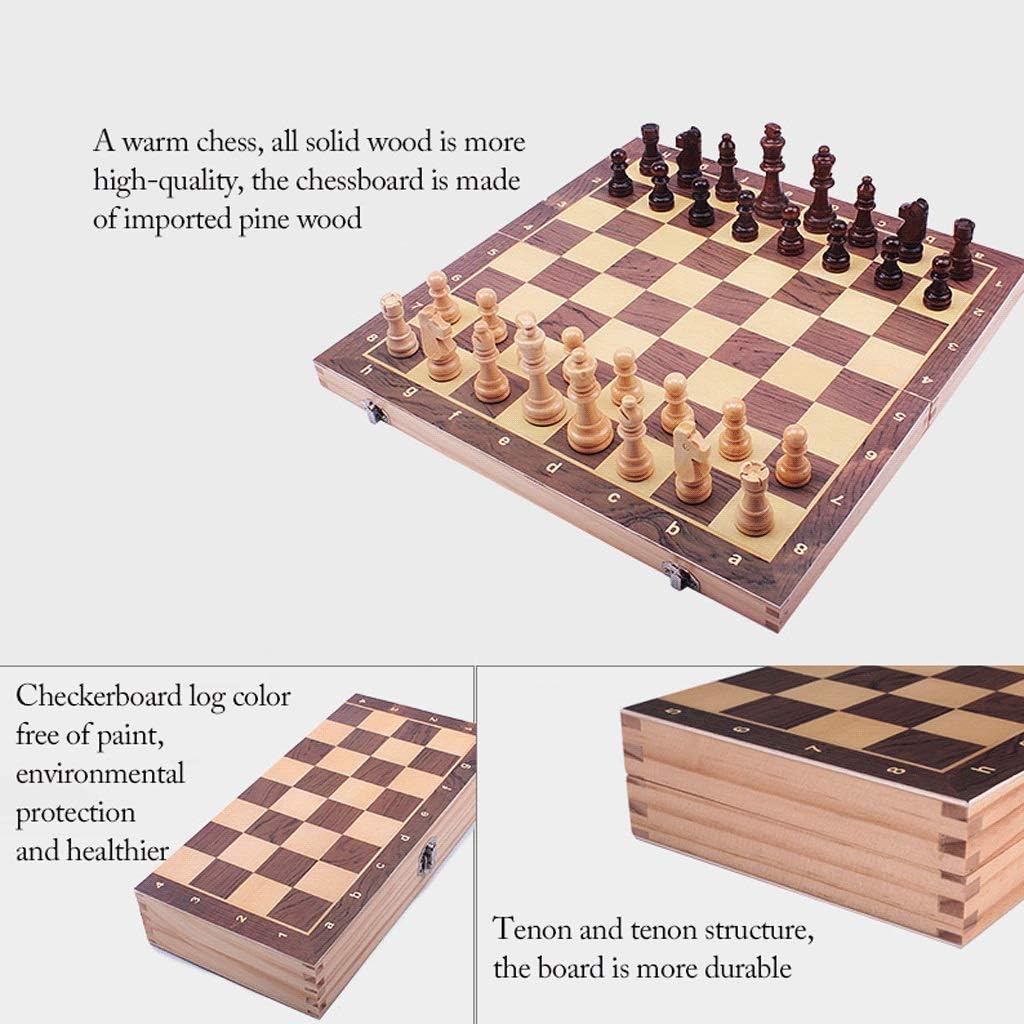 ROLTIN Magnetic Wooden Chess Set Folding Portable Travel Chess Board Game Sets with Game Pieces Storage Slots for Adults and Kids Gift Chess Gifts