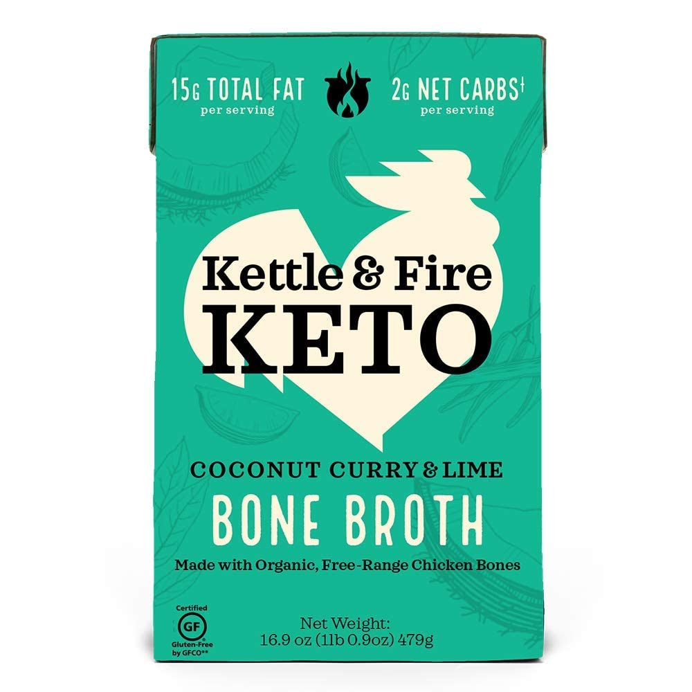 KETTLE & FIRE Caldo de hueso de pollo y curry de coco, 16.9 onzas